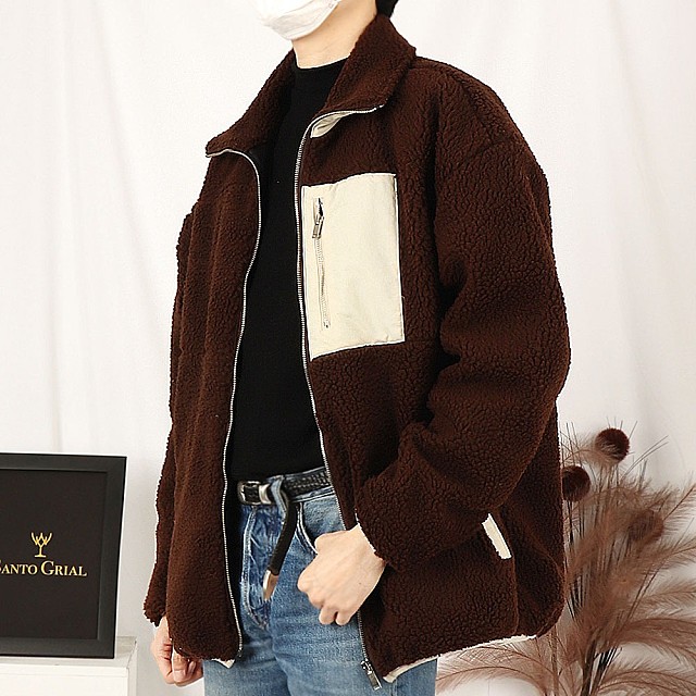 남자 커플 양털 보아털 뽀글이 후리스 무스탕 집업 자켓